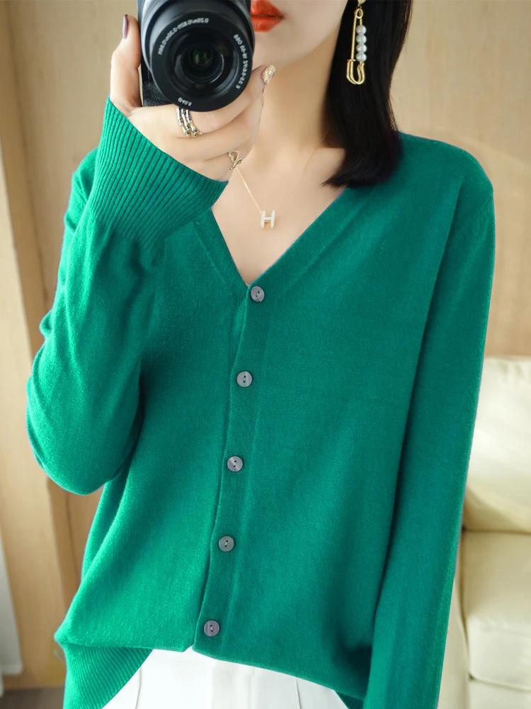 Début de l'automne nouveau Andy cachemire tricot Cardigan col en v couleur unie mode haute qualité c