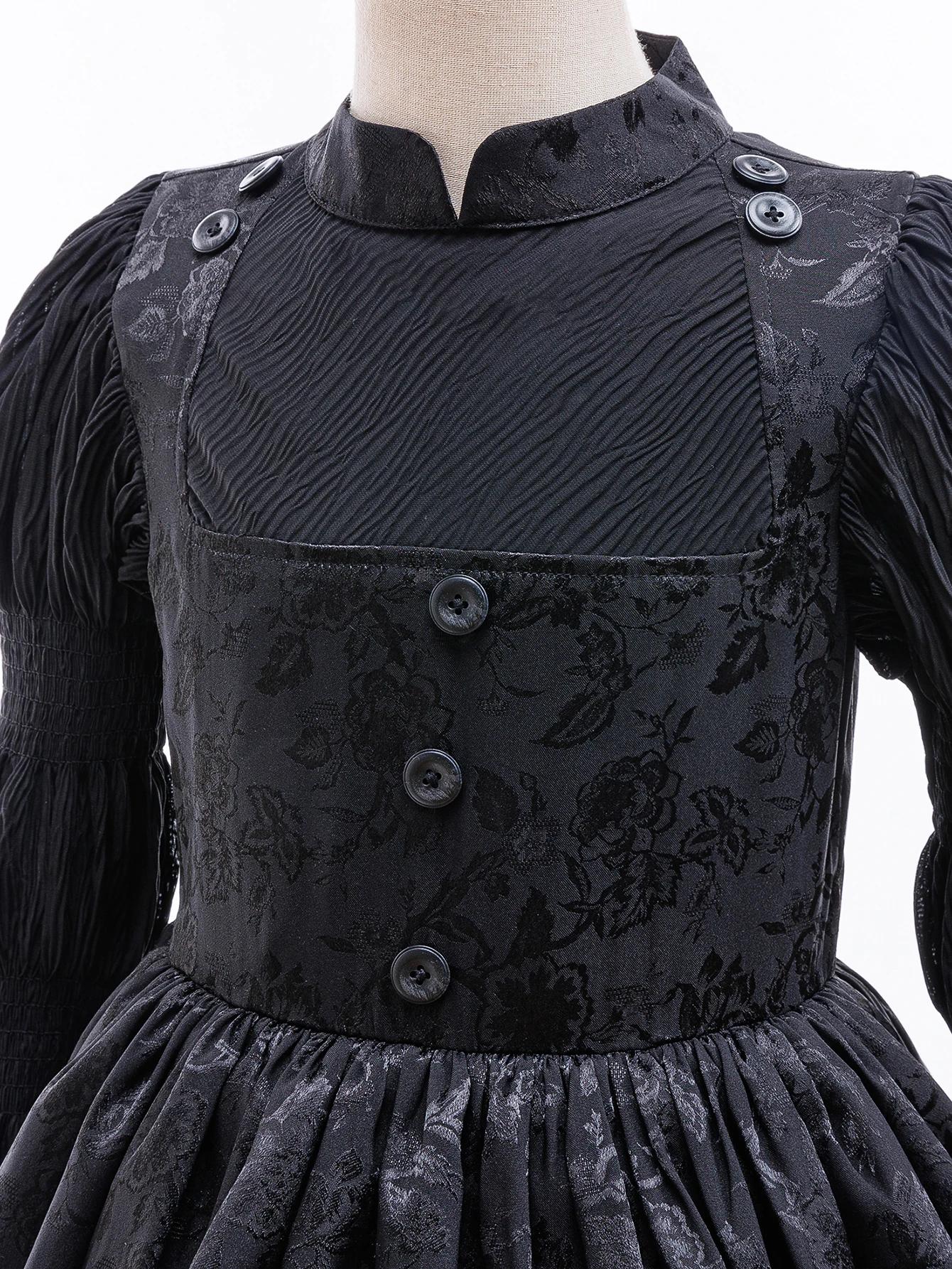 Costume de sorcière maléfique magique pour fille, robe moelleuse en maille noire, style gothique, Co