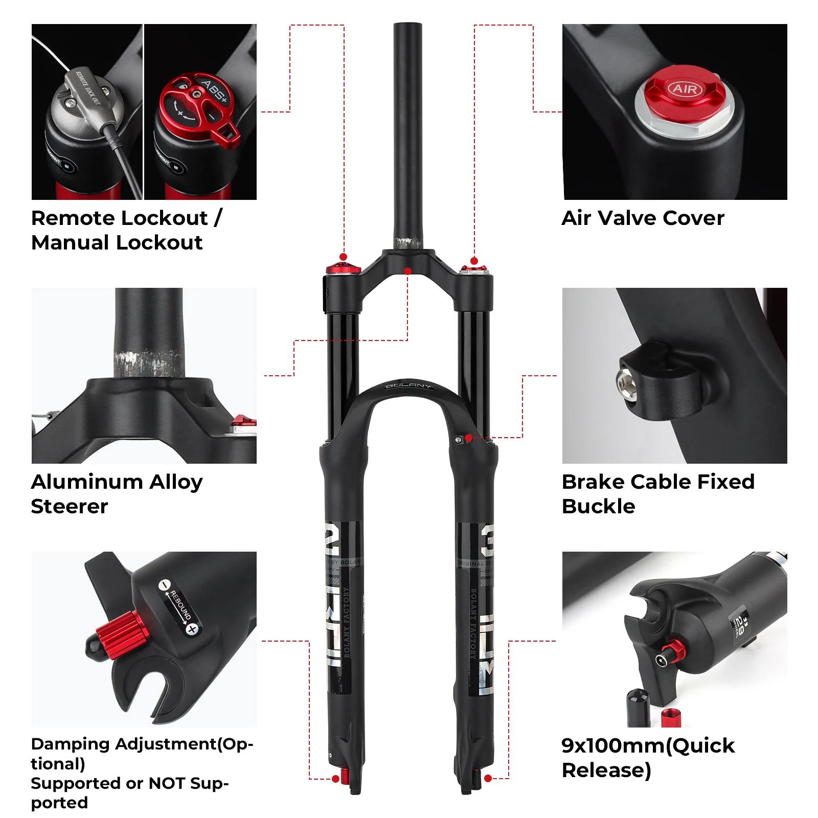 Fourche VTT BOLANY alliage magnésium suspension air - 26/27.5/29 pouces dégagement rapide