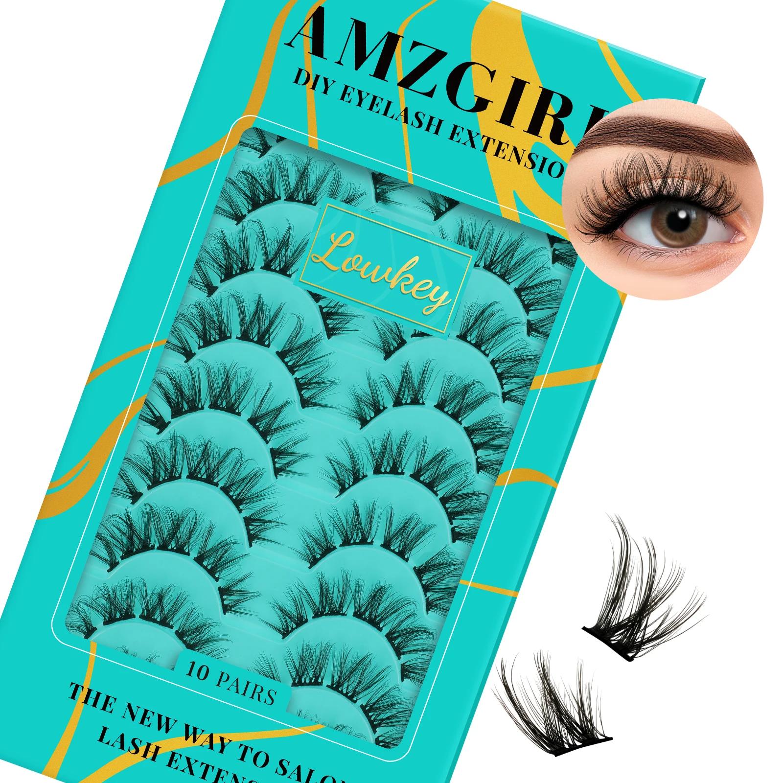 AMZGIATV-Extensions de cils à faire soi-même, grappes de cils, lspatule, maquillage, 10 paires