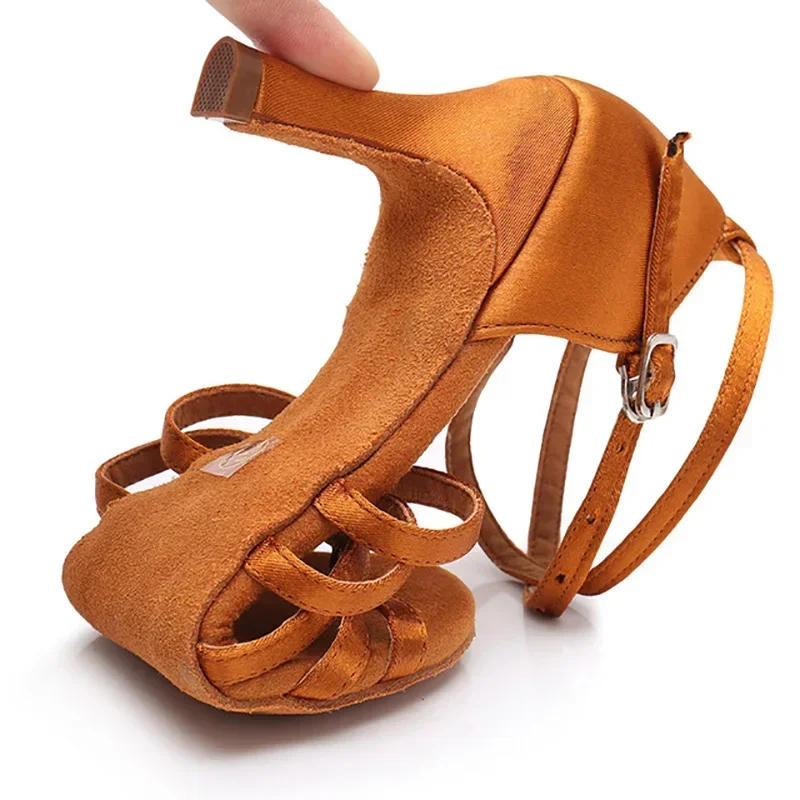 Chaussures danse latine satin talon nœud - Salsa tango professionnel 7cm 5cm femmes TOVEKIN