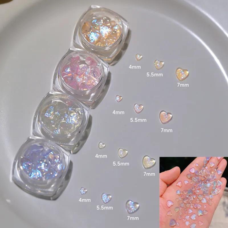 30 pièces/boîte Kawaii paillettes poudre coeur Nail Art décorations 3D résine strass breloques dessi
