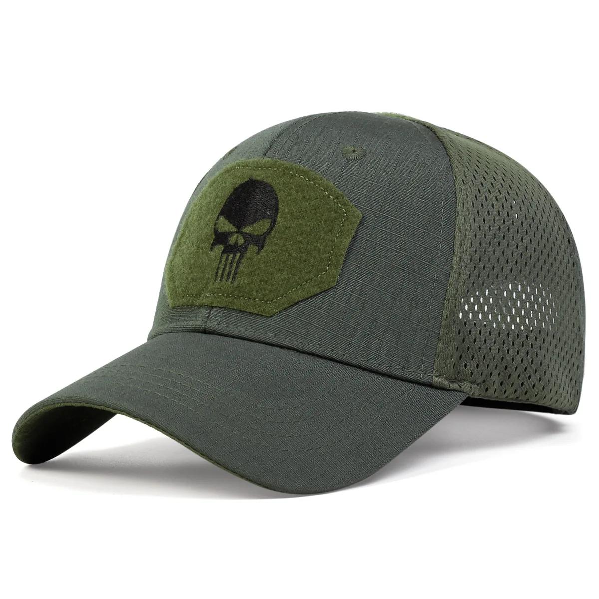 Casquettes de Baseball unisexes brodées de crâne pour hommes, en maille respirante pour l'extérieur,