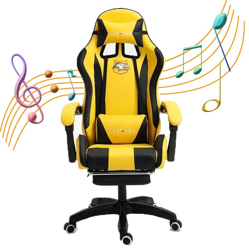 Chaise d'ordinateur de gaming en cuir PU vert, mobilier de chambre à coucher, expressément élévateur