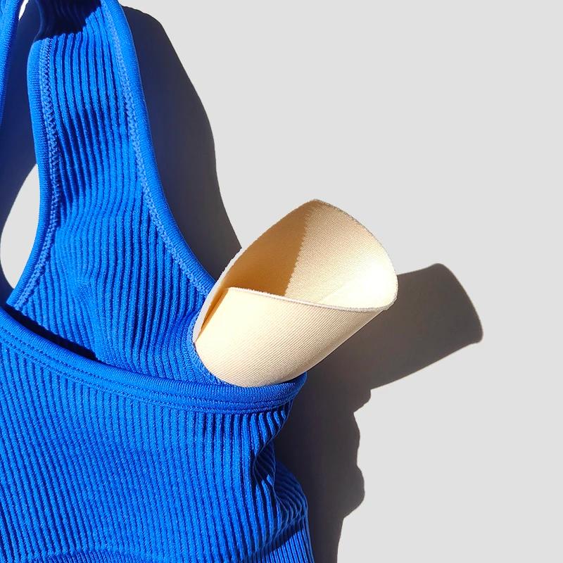 Soutien-gorge Push Up extérieur pour femme - Haut court avec fermeture éclair fitness gym course yoga
