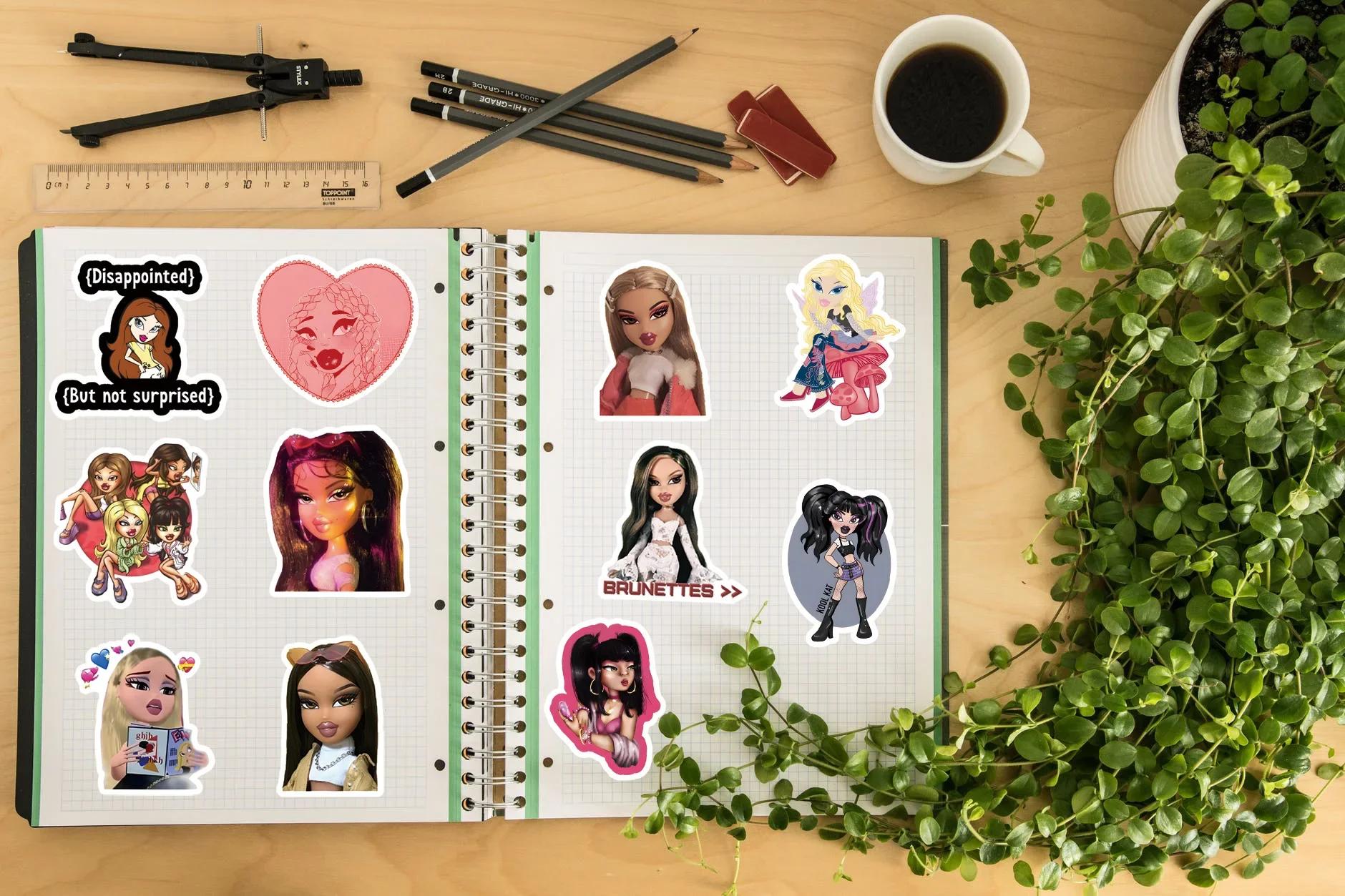 56/63 pièces dessin animé Bratz poupée Graffiti bricolage téléphone portable autocollant étanche