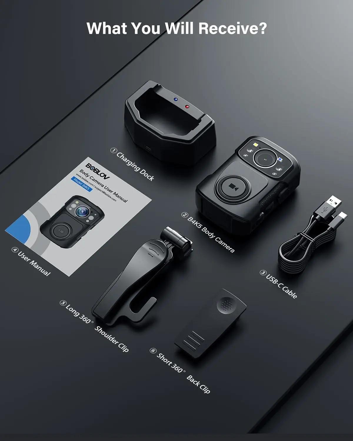 BOCombination-Caméra Linge VB4K5 4K, IP68, GPS, portée par le corps, caméra de police 128 Go, enregi