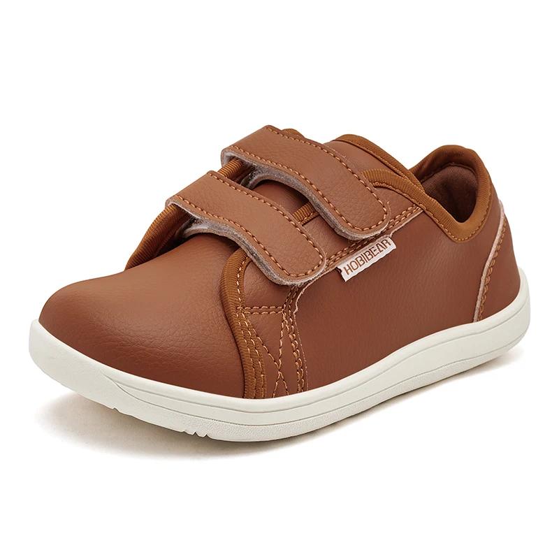 BIBEAR-Chaussures de salle de bain en cuir Élpour enfants, baskets minimalistes, légères, avec boucl