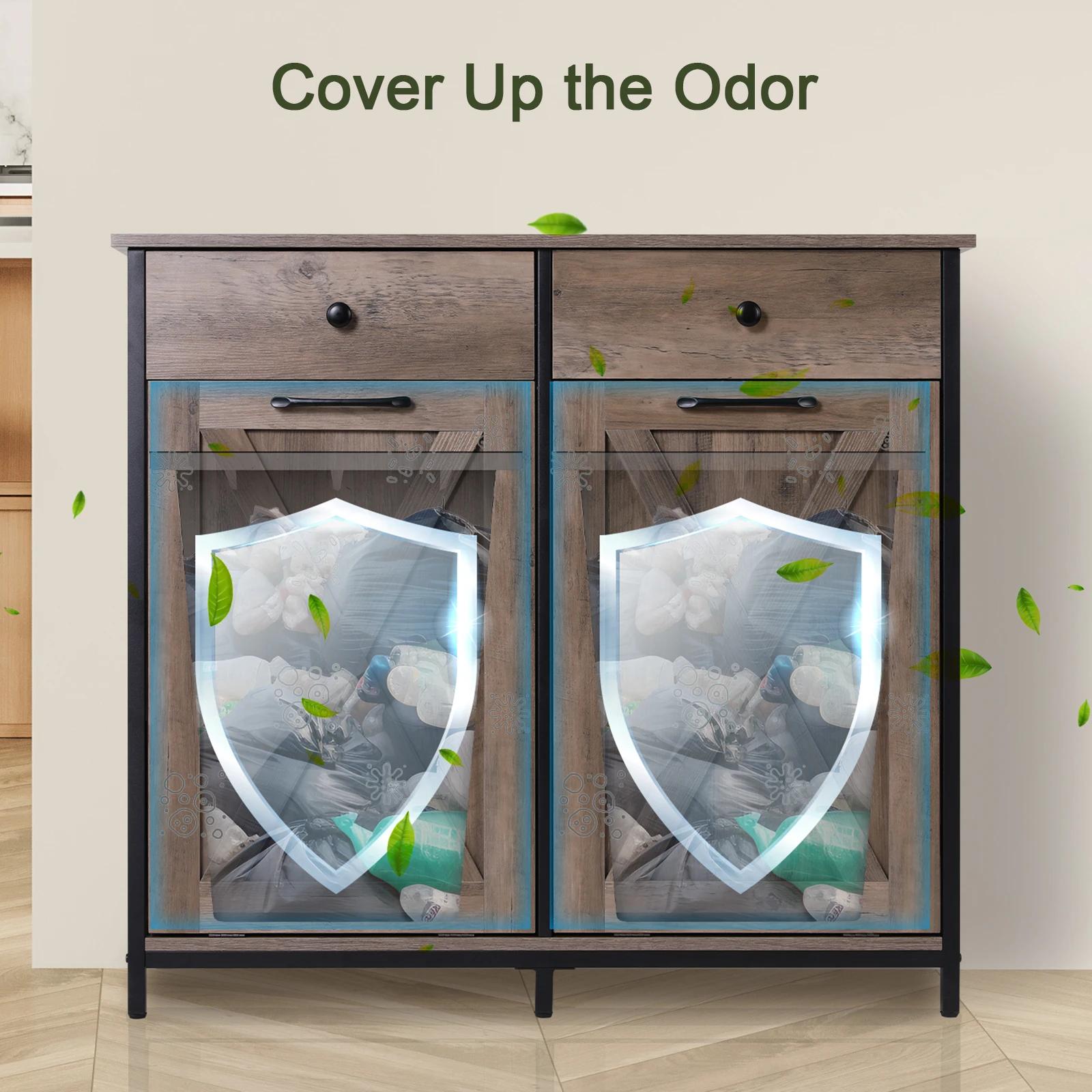 AOOU-Armoire poubelle à double inclinaison, armoire de bungalow en bois de cuisine, porte-poubelle c