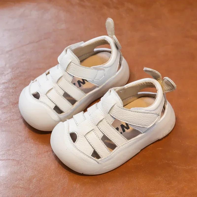 Sandales d'été en cuir véritable pour bébés filles et garçons, chaussures d'école à l'offre elles so