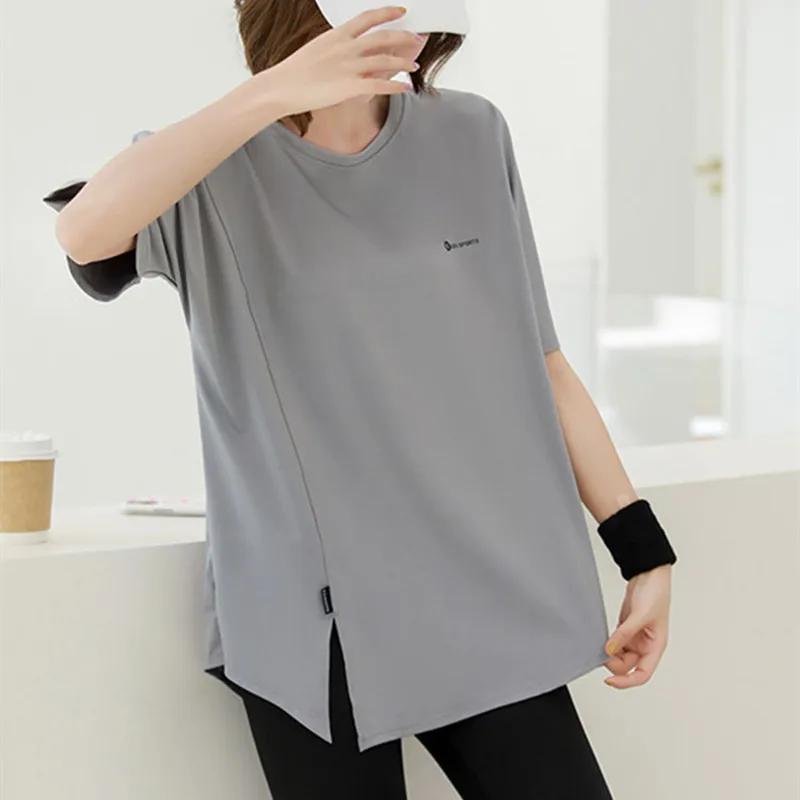 T-shirt de yoga à manches courtes pour femmes, vêtements de sport doux, chemise de fitness à séchage