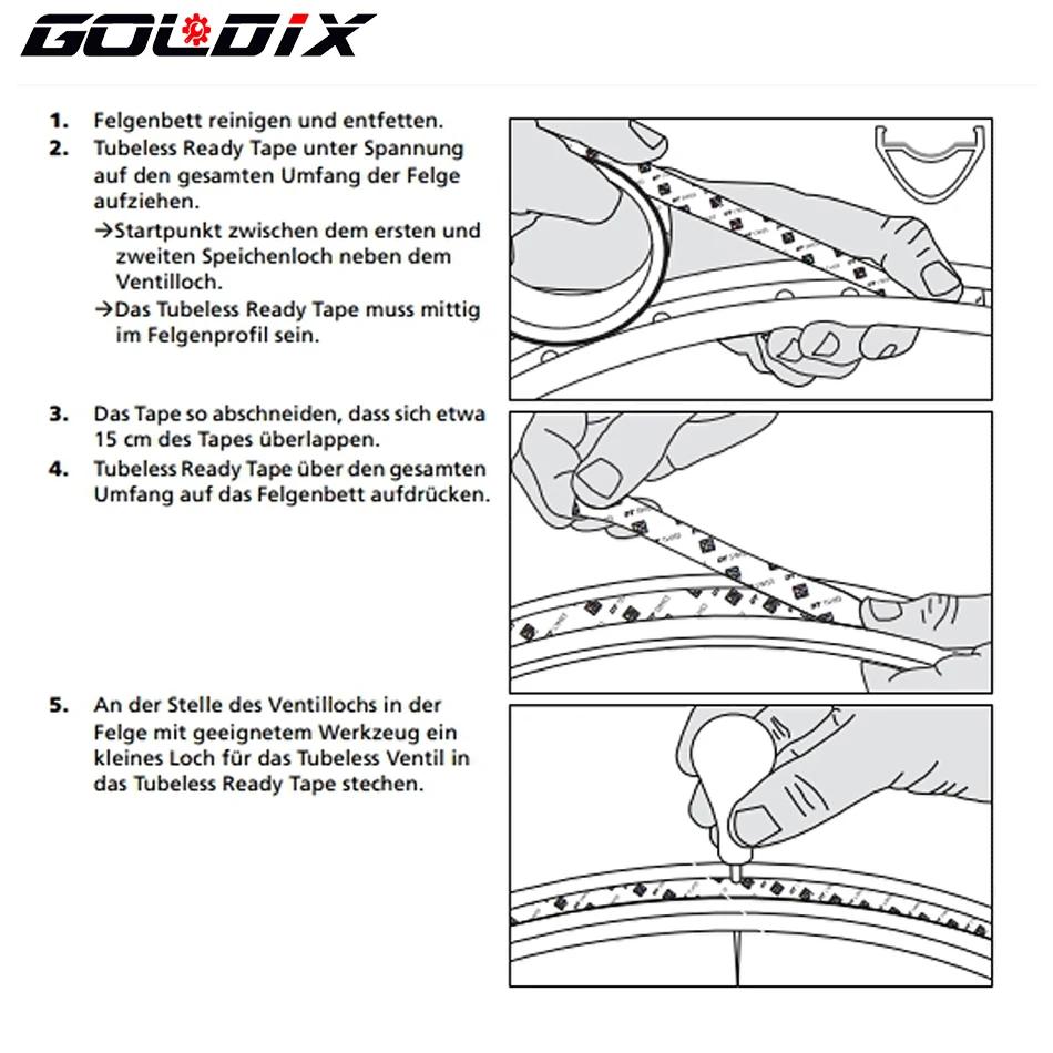 GOLDIX 50m montagne route vélo Tubeless jante bande pour VTT route anneau vide pneu tapis vélo roue