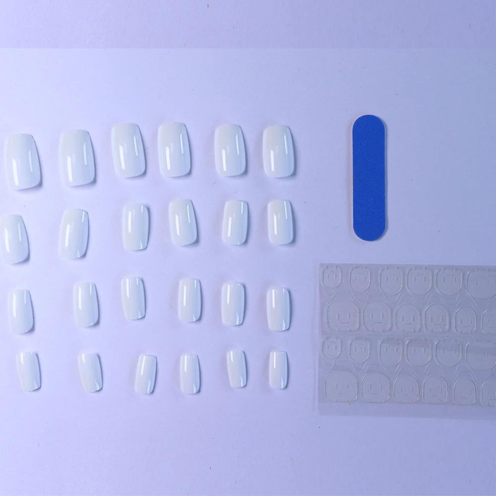ARTAUG 24 pièces presse sur ongles moyen blanc carré presse sur ongles doux presse sur ongles coréen