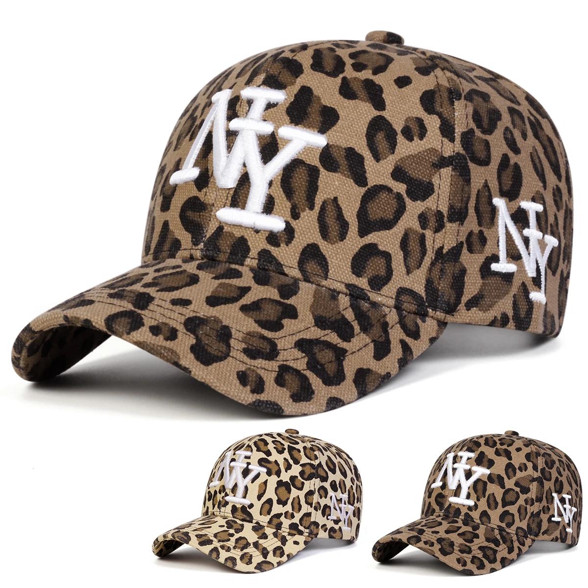 Casquette de Baseball unisexe NY lettre brodée imprimé léopard, chapeaux décontractés réglables pour