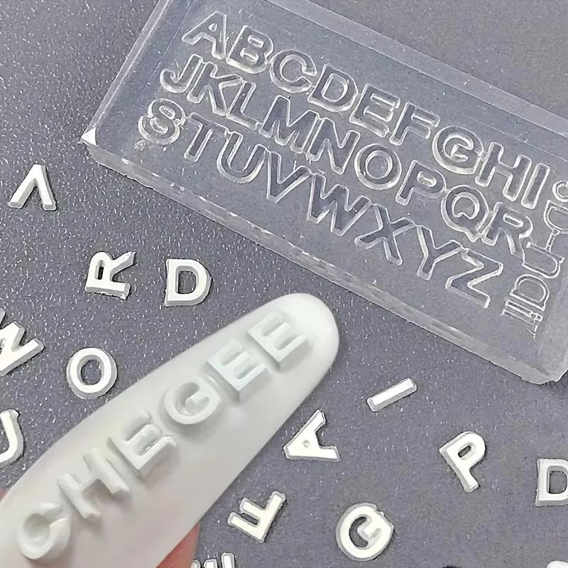 Moule à ongles en silicone avec lettre 3D, mini lettre A-Z, moule en résine, 26 moules à lettres, ou
