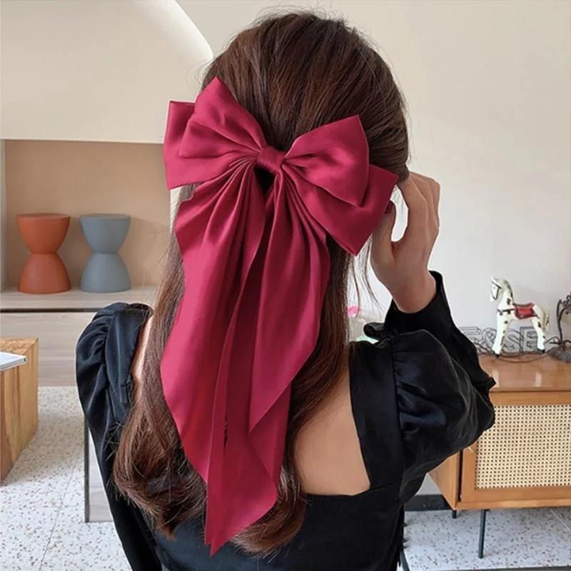 Pince à cheveux en mousseline de soie pour femmes, grand nœud papillon, épingle à cheveux, Barrettes