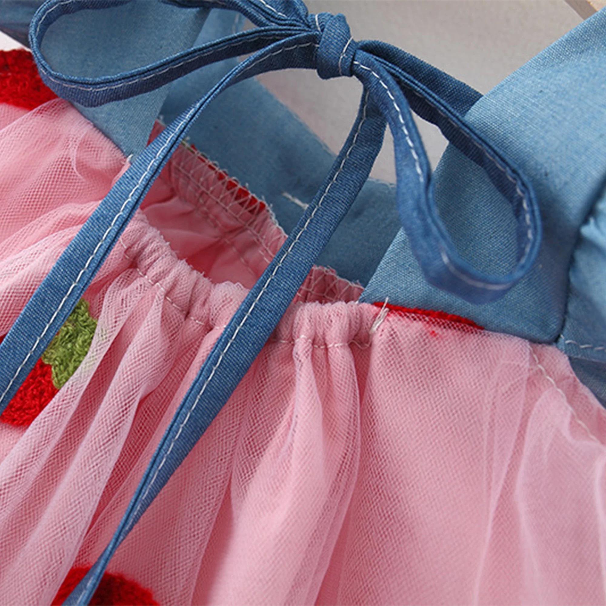 Robe d'été pour bébé fille, robe en maille cerise, robe de plage mignonne pour bébé fille, vêtements