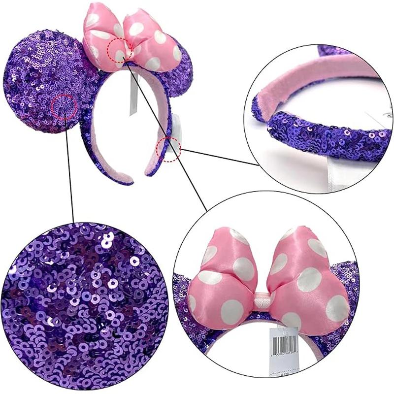 Serre-tête Disney Mickey Mouse avec grandes nœuds à pois, accessoire de déguisement en peluche pour