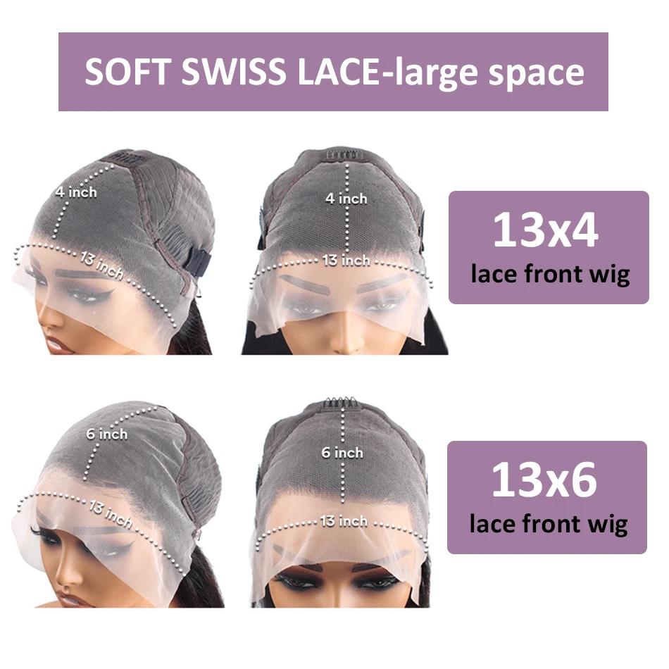 Wiggogo 250 densité Hd dentelle frontale perruque os droit perruques de cheveux humains 30 pouces Hd