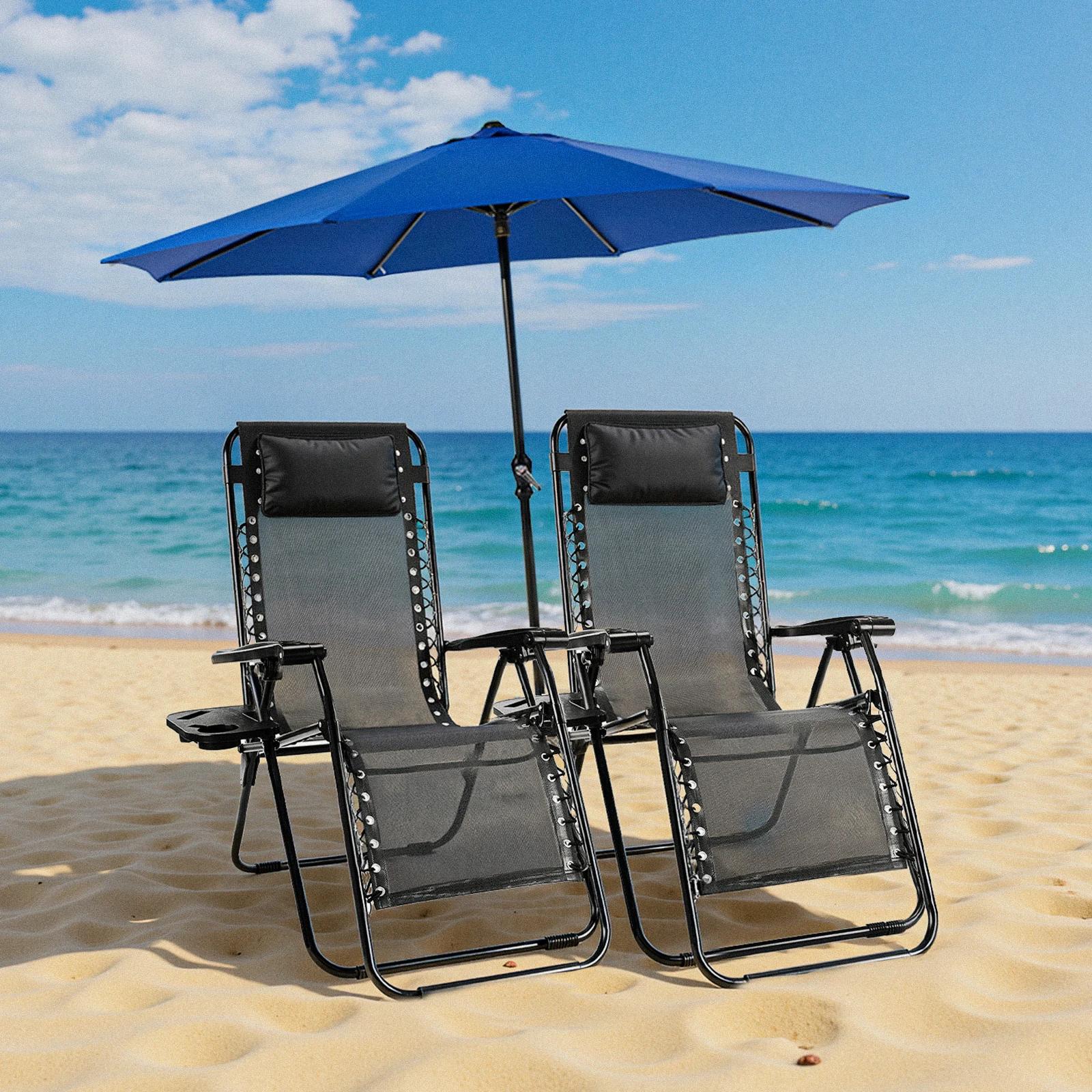 JIAN-Ensemble de 2 chaises inclinables portables ontariGravity, avec plateaux porte-gobelet, oreille