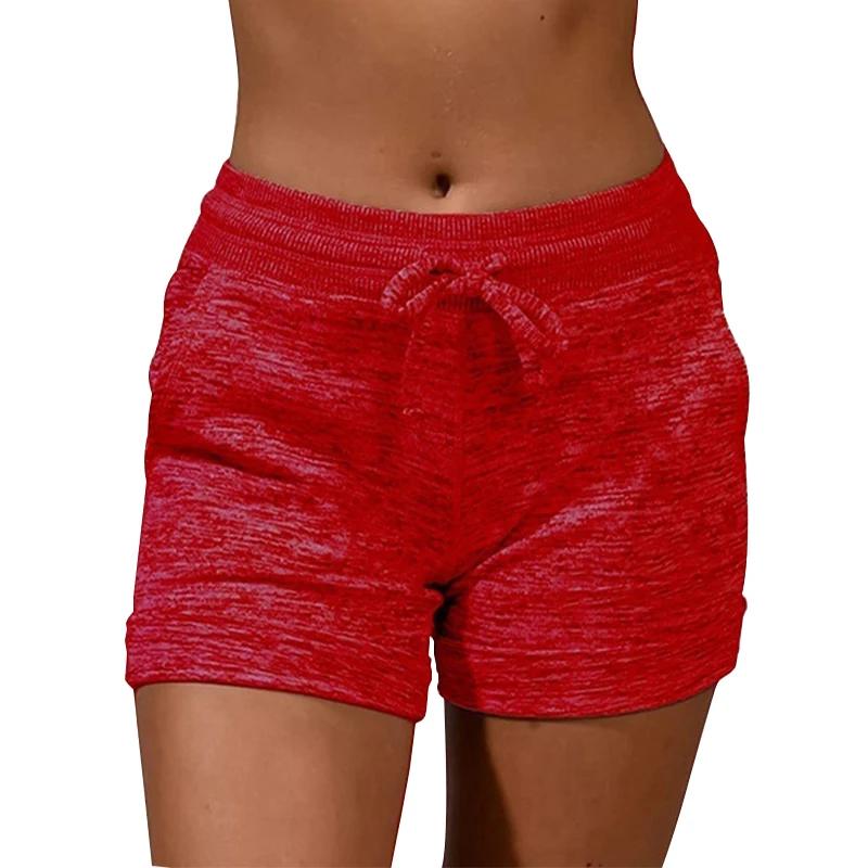 Short à taille élastiquée pour femme, pantalon de survêtement monochrome, pantalon de yoga, pantalon