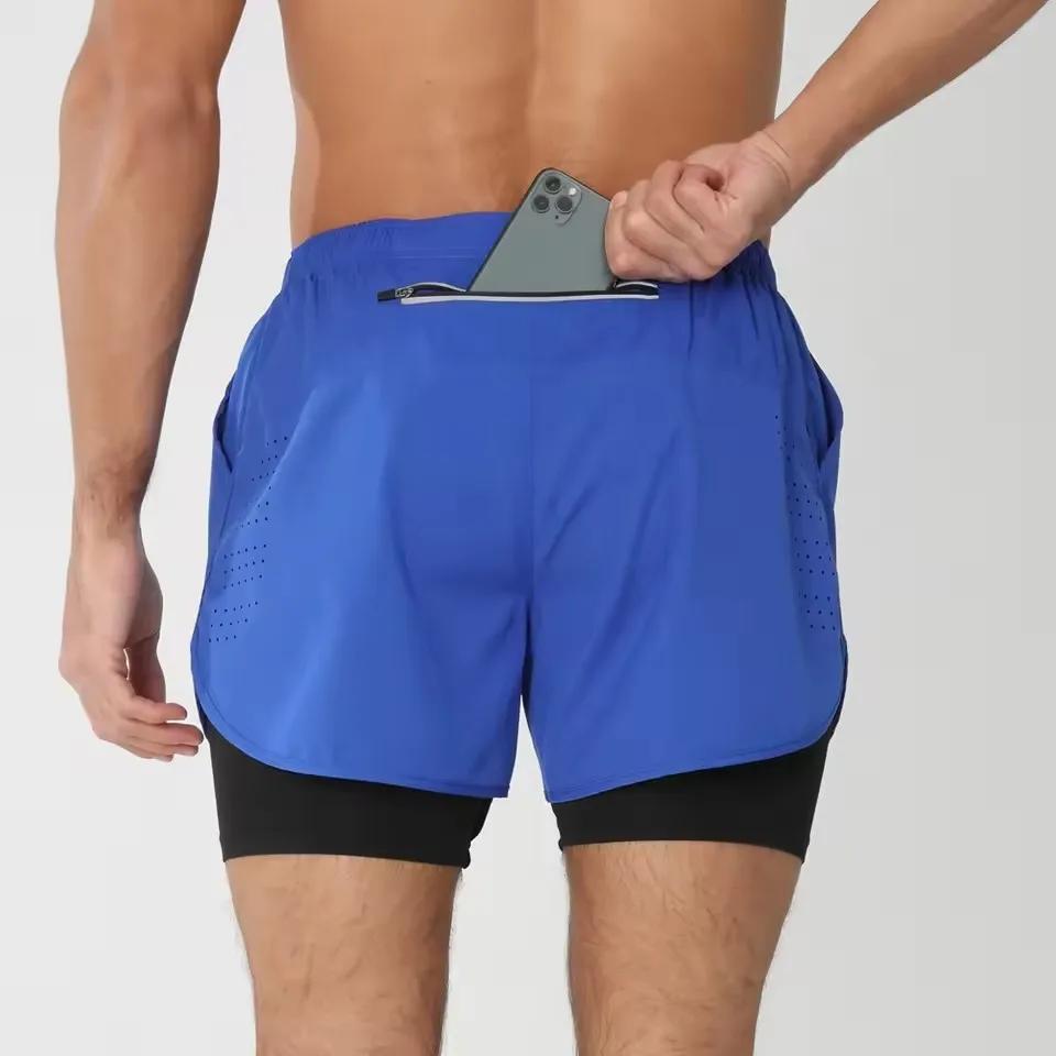 Nouveaux shorts de course double couche pour hommes shorts de fitness 2 en 1 à séchage rapide shorts
