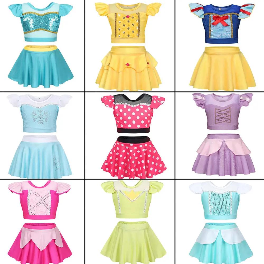 Princesse fête piscine maillot de bain fille Anna Belle Aurora Jasmine maillot de bain deux pièces e