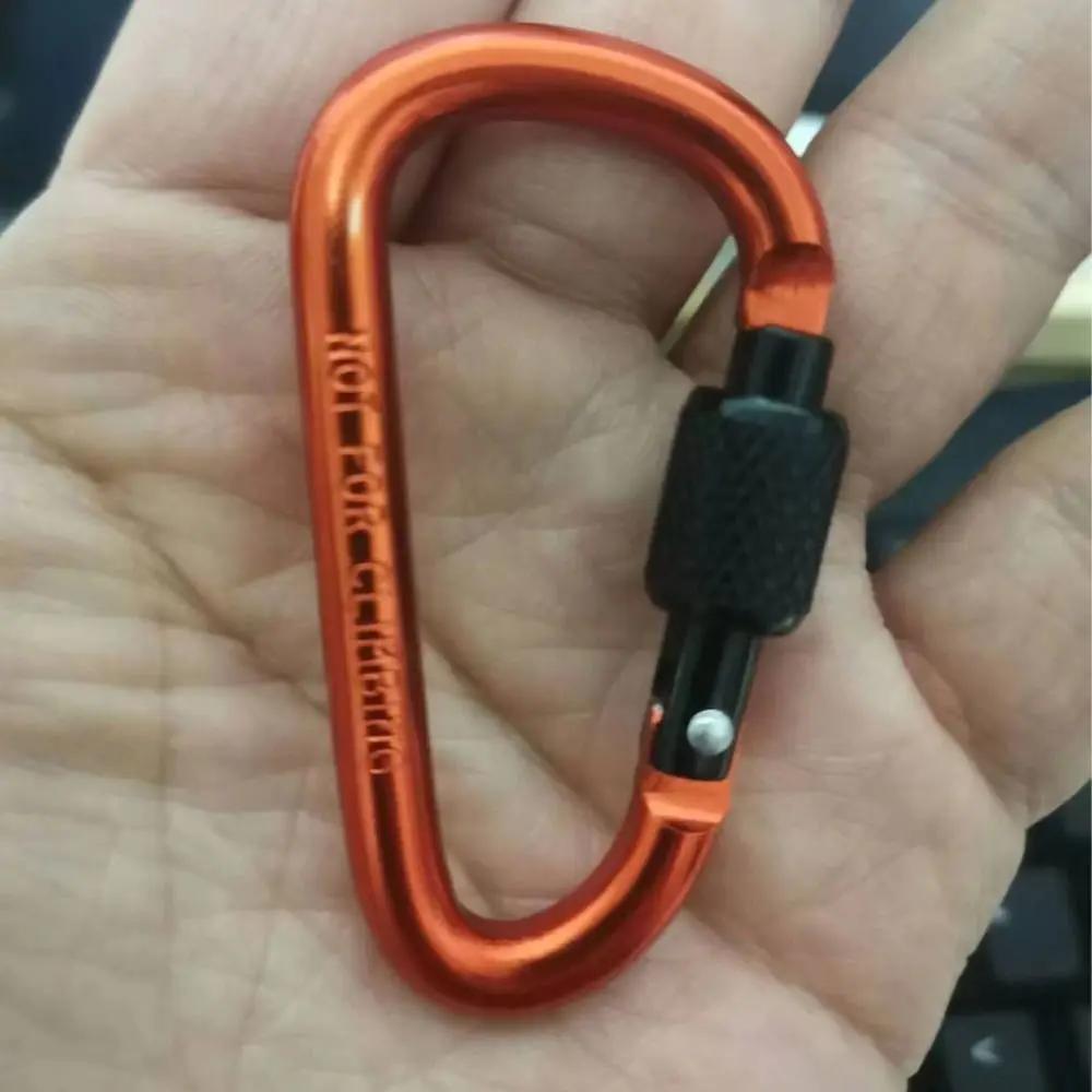 Mousqueton en alliage d'aluminium multicolore, porte-clés de sécurité avec bouton de verrouillage, m