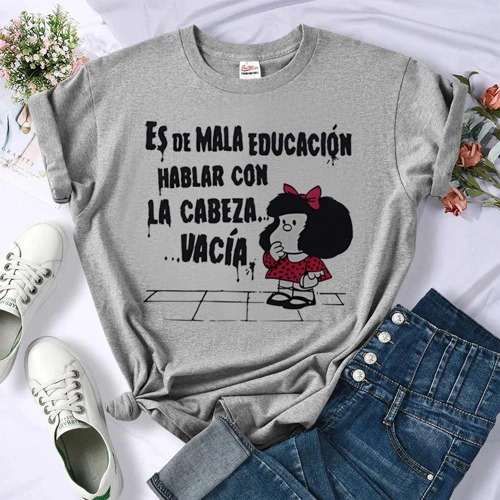 Mafalda t-shirt femmes designer graphique manga Tee fille harajuku bande dessinée streetwear vêtemen