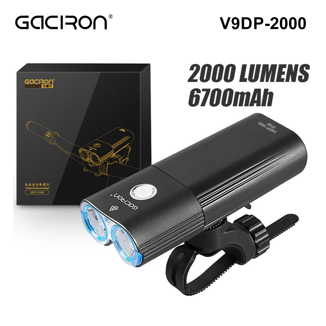 GACIRON V9DP-2000 phare 2000 lumens vélo avant lumière étanche USB Rechargeable 6700mAh vélo lumière