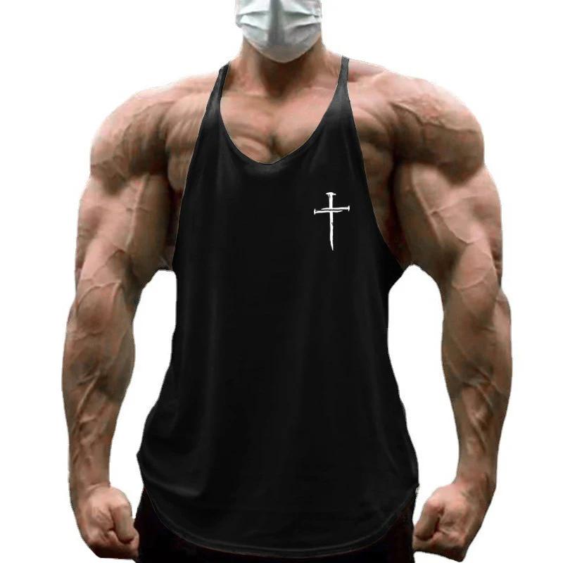 Gilets de Sport personnalisés pour hommes, imprimé croisé, musculation, course à pied, Fitness, chem