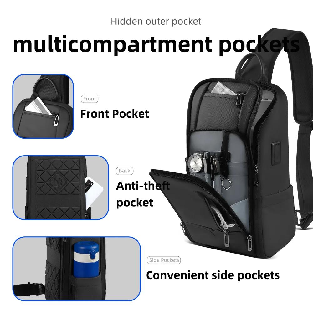 HcanKcan mode hommes sac à bandoulière multifonction USB sac à bandoulière étanche sac de messager t