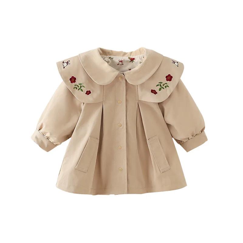 Manteau coupe-vent brodé à manches longues pour filles, vêtements de loisirs contractés pour bébés e