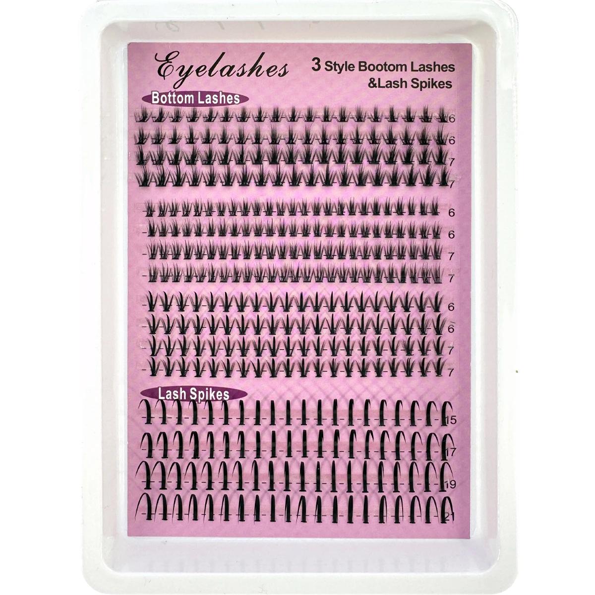 16 rangées de grappes de cils inférieurs et pointes Volume Extensions de grappes de cils individuels