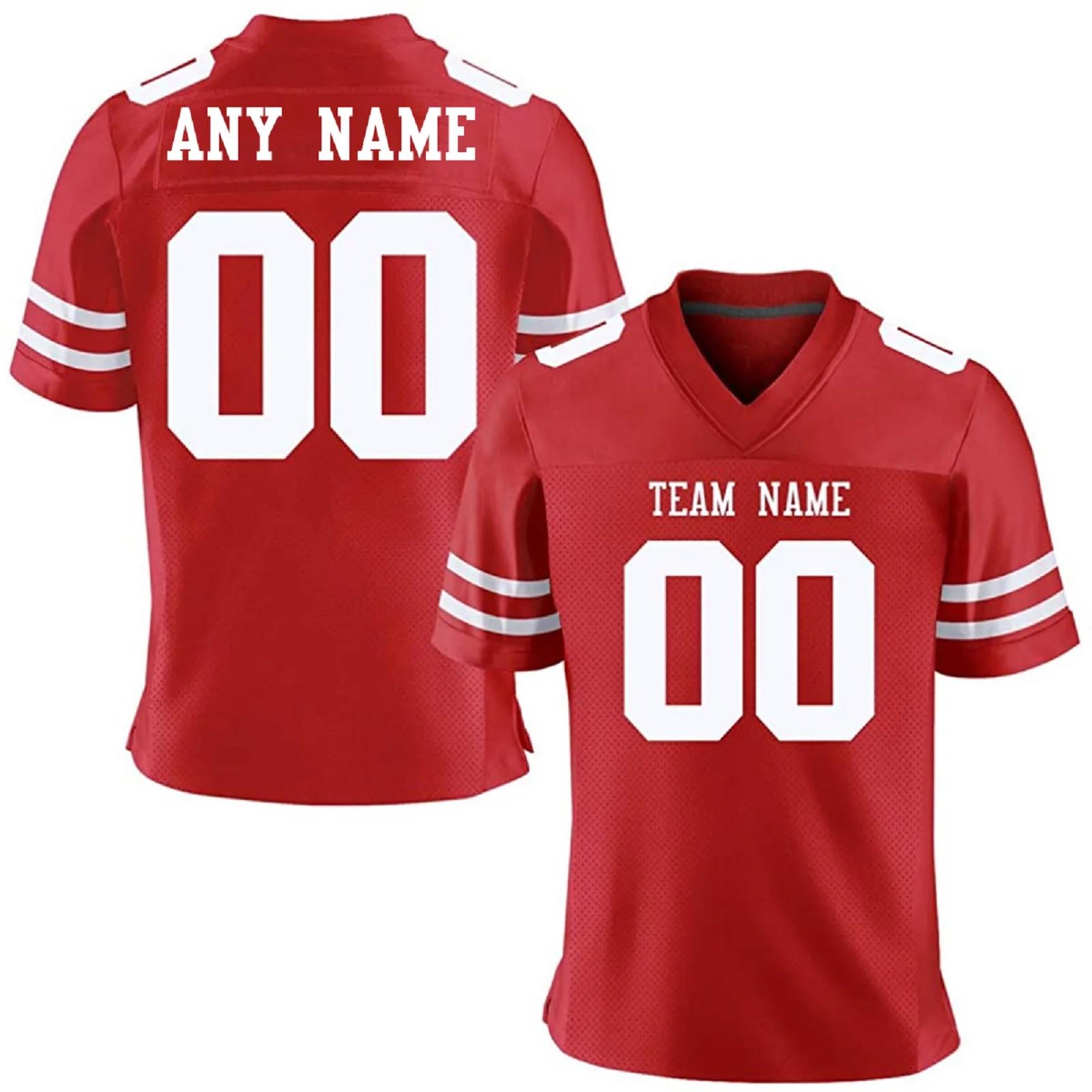 Maillot Football Américain Personnalisé Rouge - Numéro Nom Équipe Imprimé Homme Femme Jeune
