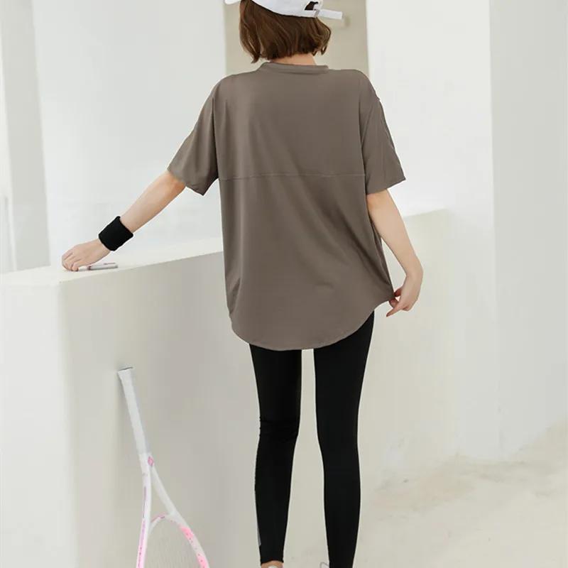 T-shirt de yoga à manches courtes pour femmes, vêtements de sport doux, chemise de fitness à séchage