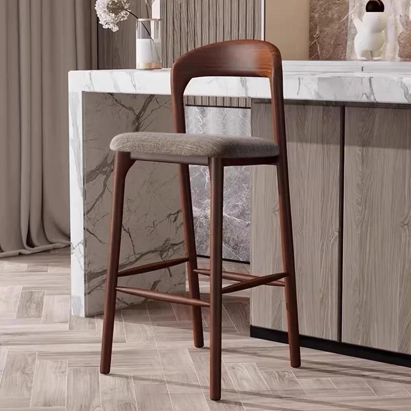 Chaise de Bar en bois nordique, bureaux de réception de luxe de styliste, tabouret haut inhabituel,