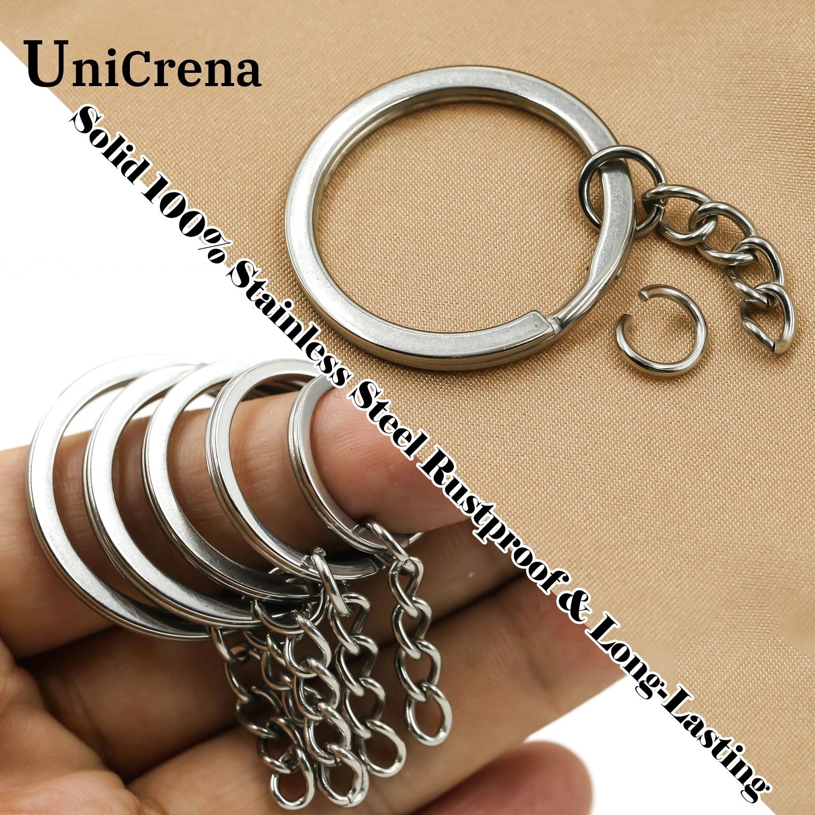Unicrena Anneau à Bascule avec Chaîne Acier Inoxydable - Connecteur pour Porte-Clés, DIY Artisanat,
