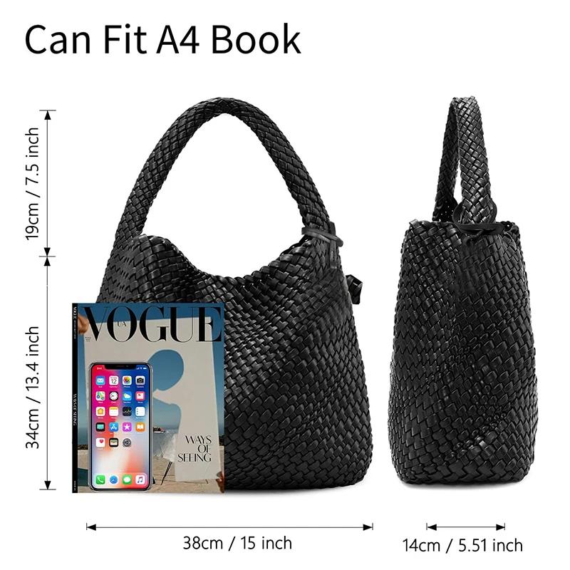 Sac fourre-tout tissé en cuir souple pour femme, grand sac à main, sac de travail initié, été, plage