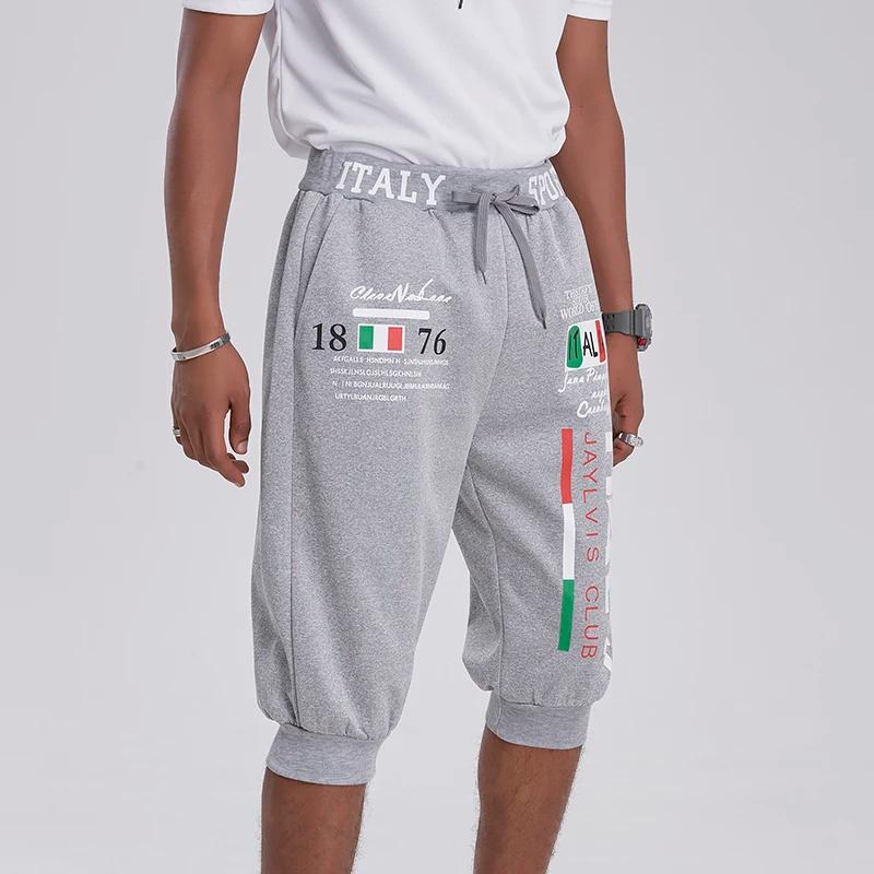 Pantalon Capri pour hommes, short de sport, short de survêtement avec cordon de serrage imprimé lett