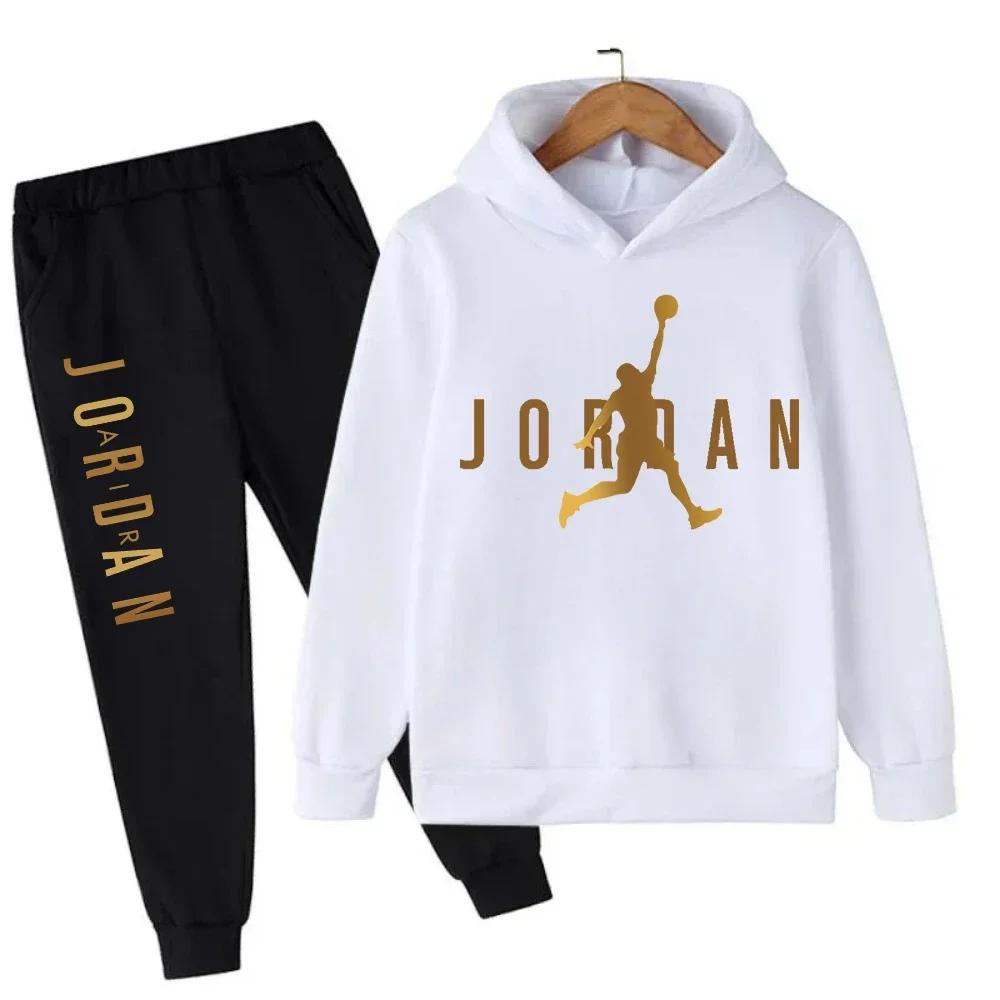 Ensemble pour enfants imprimé motif Slam Dunk Master, sweat à capuche + pantalon, ensemble 2 pièces,