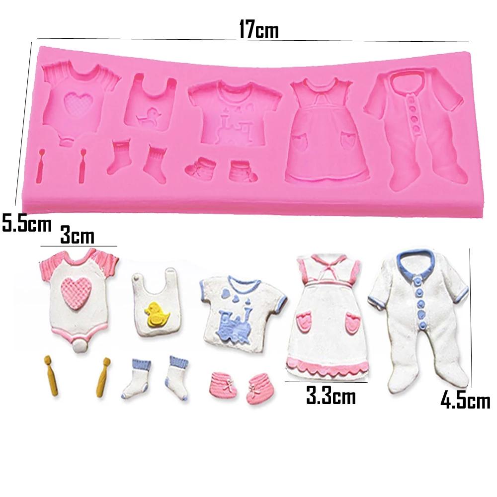 Pop 3D bébé vêtements douche bricolage Silicone moule Fondant cuisine gâteau décoration moule pour c
