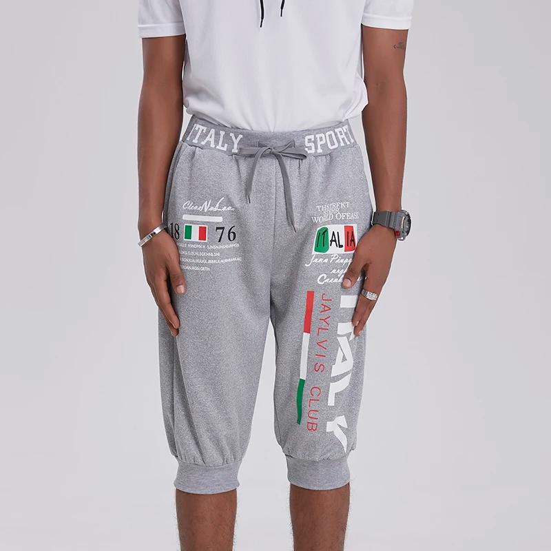 Pantalon Capri pour hommes, short de sport, short de survêtement avec cordon de serrage imprimé lett