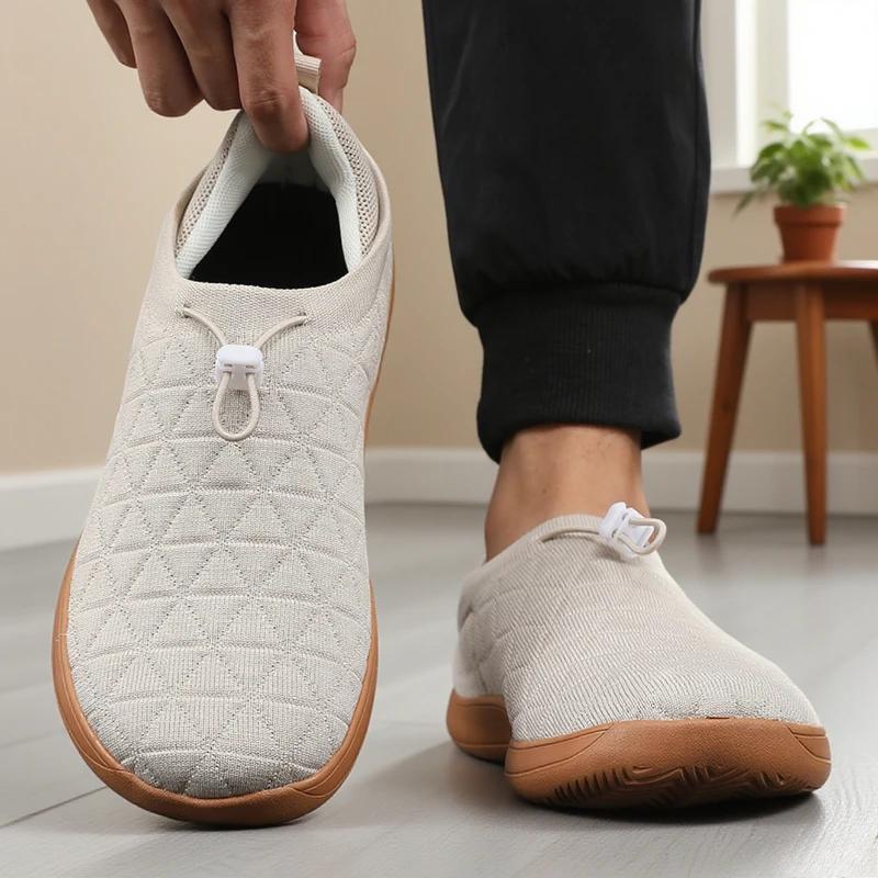Nouveaux hommes pieds nus chaussures large orteil boîte minimaliste anti-dérapant chaussures de marc