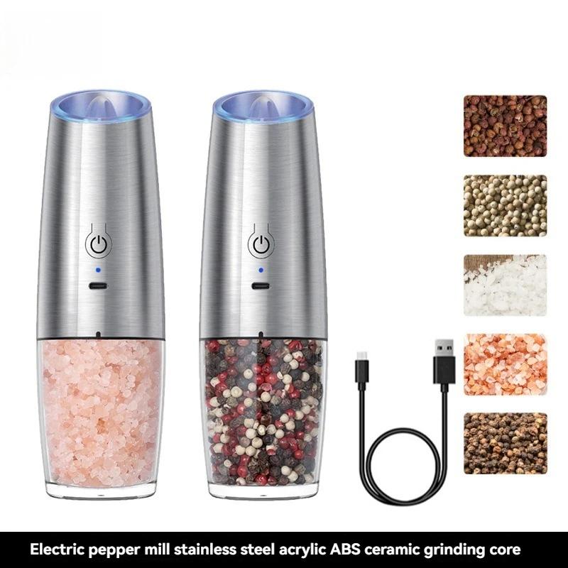 Moulin à poivre électrique 2 pièces, moulin à sel et à poivre, Rechargeable par USB, grossièreté rég