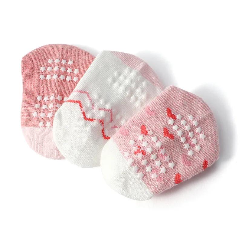 6 paires de chaussettes antidérapantes pour filles, motif de fleurs et de cœurs, pour enfants, bébés