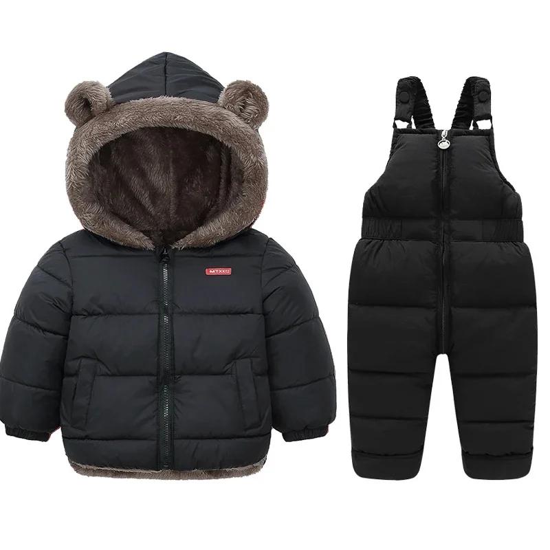 Ensemble de vêtements d'hiver pour enfants, manteaux en molleton d'agneau + pantalons en duvet, 2 pi