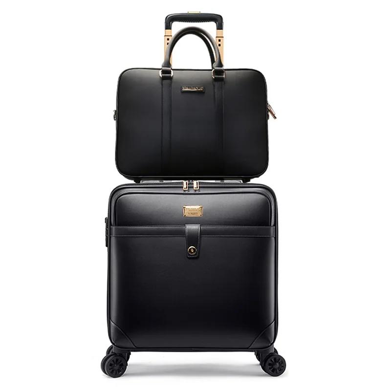 Valise Trolley à Roulettes Étanche, Bagage à Main Portable, Cuir de Haute Qualité, Bagages Légers, E