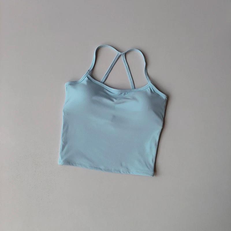 2 pièces Gym Fitness gilet de sport moyenne intensité beauté dos Yoga costume soutien-gorge de sport