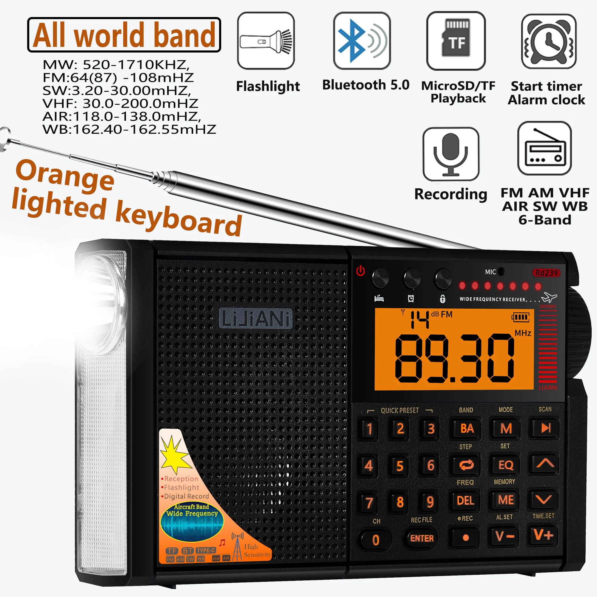 COMPANY-Radio amateur à ondes courtes, FM SW MW, VHF, Air WB, toutes bandes mondiales, Bluetooth, le